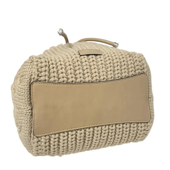 JIMMY CHOO bonbon - Gray Beige Wool Leather Hardware Handbag 469-082925 - Picture 4 of 10